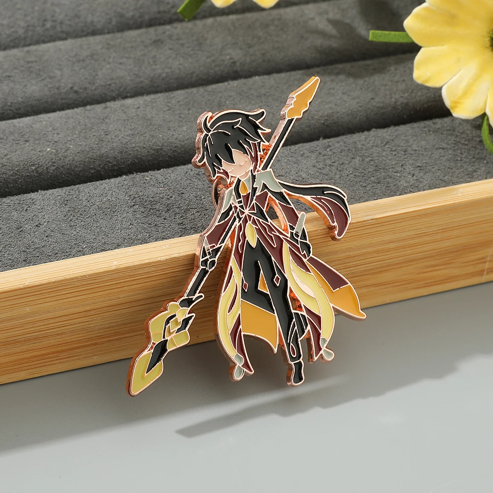Genshin Impact อะนิเมะเกมเข็มกลัดโลหะ Zhongli Venti Xingqiu แฟชั่นปุ่ม Badge สําหรับกระเป๋าถือเสื้อผ้า Tie CAP Pins อุปกรณ์เสริม