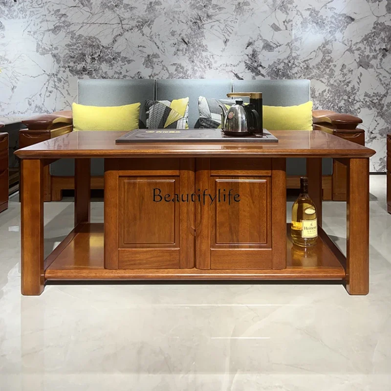 

LD33Walnut coffee table rectangular household living room full solid wood tea table modern Chinese style