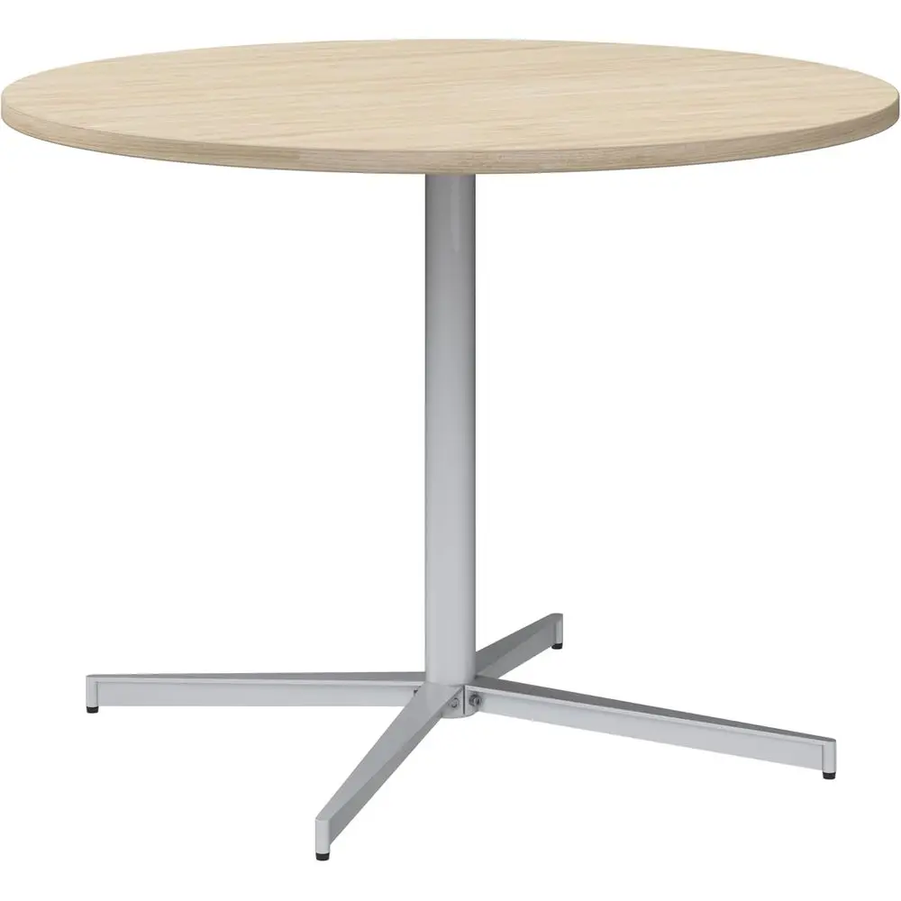 

Bush Businurniture 42-inch Round Conerence Table with Metal Base, Circular Meeting Room Desk or 4 Users, Natural Elm