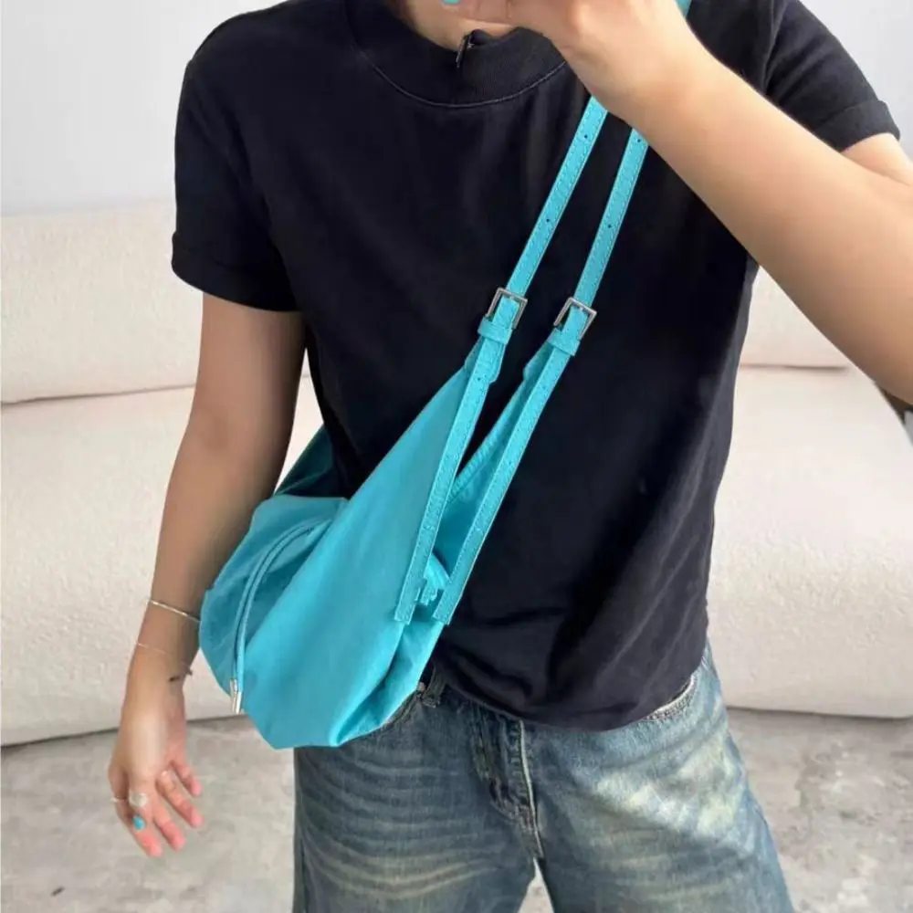 Korean Style Nylon Shoulder Bag Lightweight Canvas Nylon Crossbody Bag Large Capacity Lazy Style Dumpling Bag Ladies/Girls