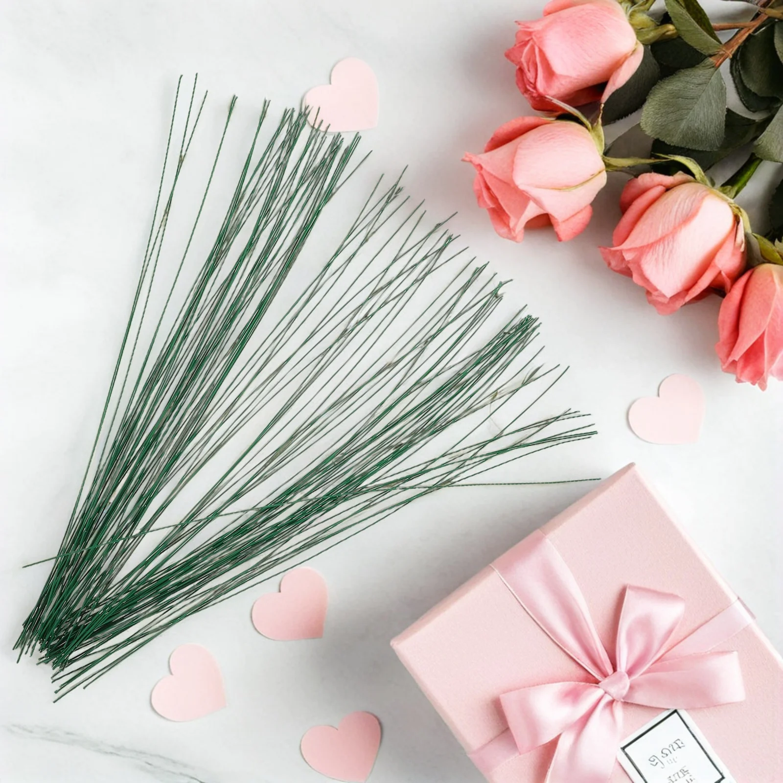 

100Pcs 22 Gauge Green Floral Stem Wire Flexible Flower Rods for DIY Crafts Artificial Flower Arrangements 0.7mm