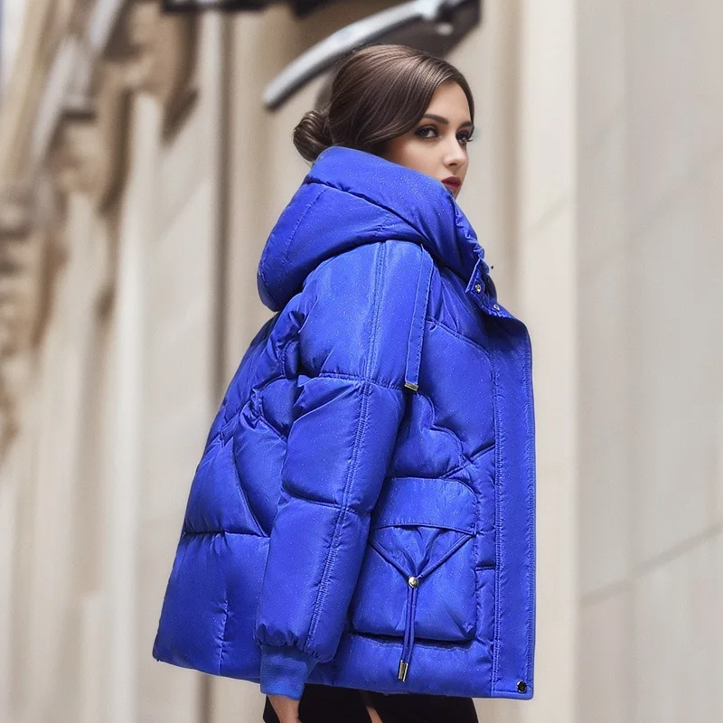 

Блестящая хлопковая куртка на пуху, женская зимняя корейская короткая куртка 2025 года, модная студенческая морозостойкая модная верхняя одежда