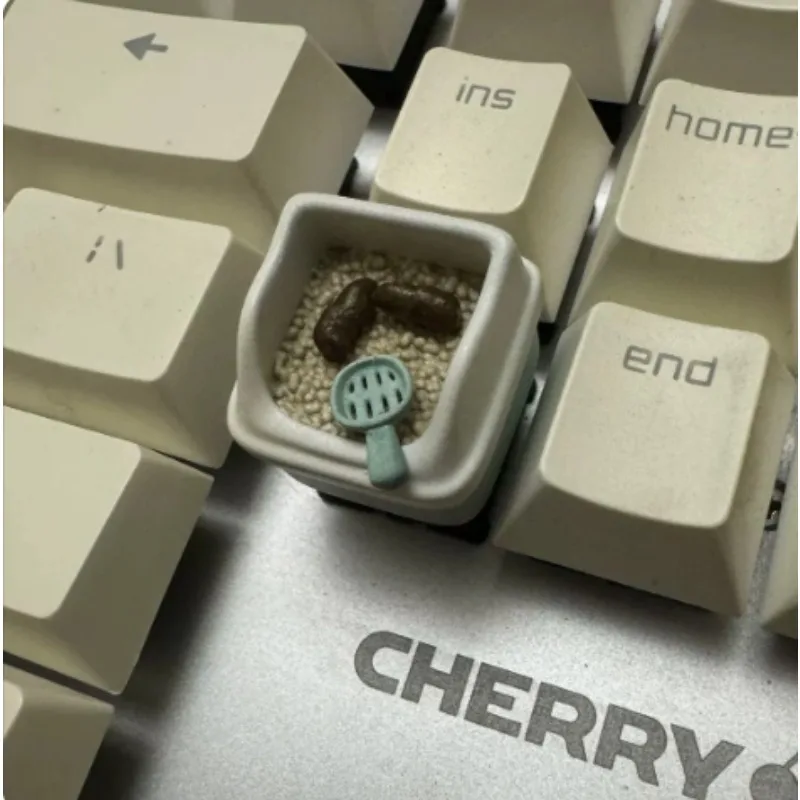 Funny Cat Litter Box Artisan Keycap, Custom Resin Keycap for Mechanical Keyboard