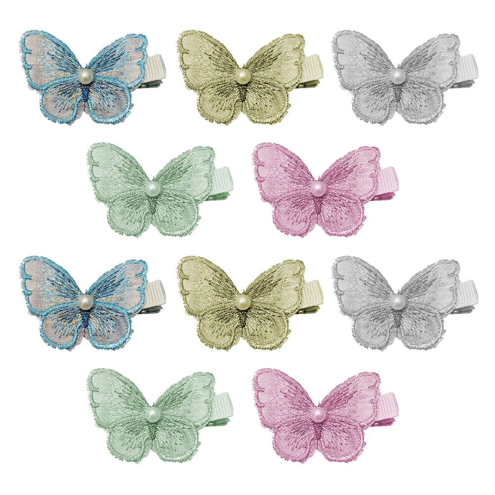

10pcs Butterfly Hair Clips Colored Hairpin Pearl Fabric Accessory Bride Party Christmas Fashion Confidence