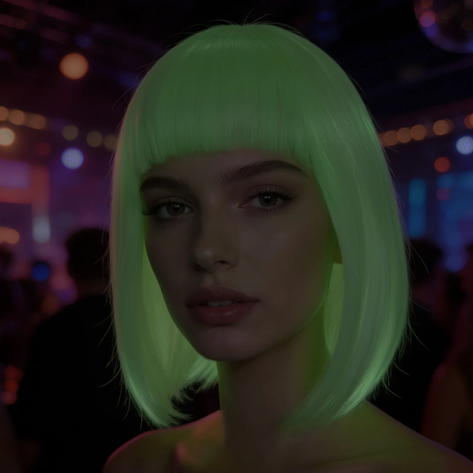 

Светящийся в темноте парик 14 дюймов, белый парик-каре с челкой, короткий синтетический прямой парик без клея для косплея, вечеринок, карнавалов, Рождества