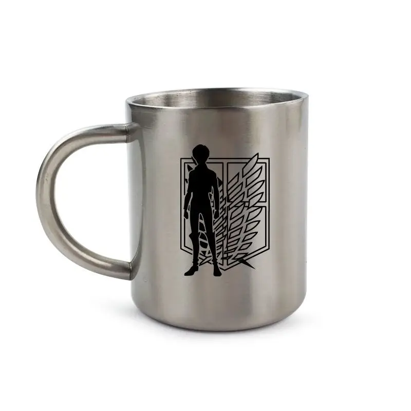 Attack anime giant mugs 2 yuan stainless steel mugs anime water cup freedom wings around