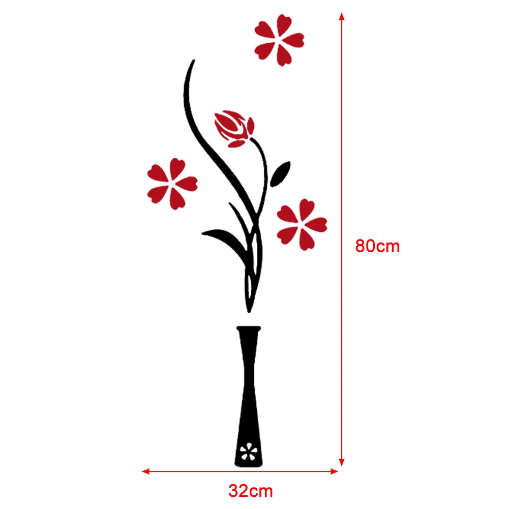 DIY Vas Bunga Wallpaper Berperekat Pohon Kristal Akrilik 3D Stiker Dinding Decal Kamar Anak-anak Dekorasi Rumah