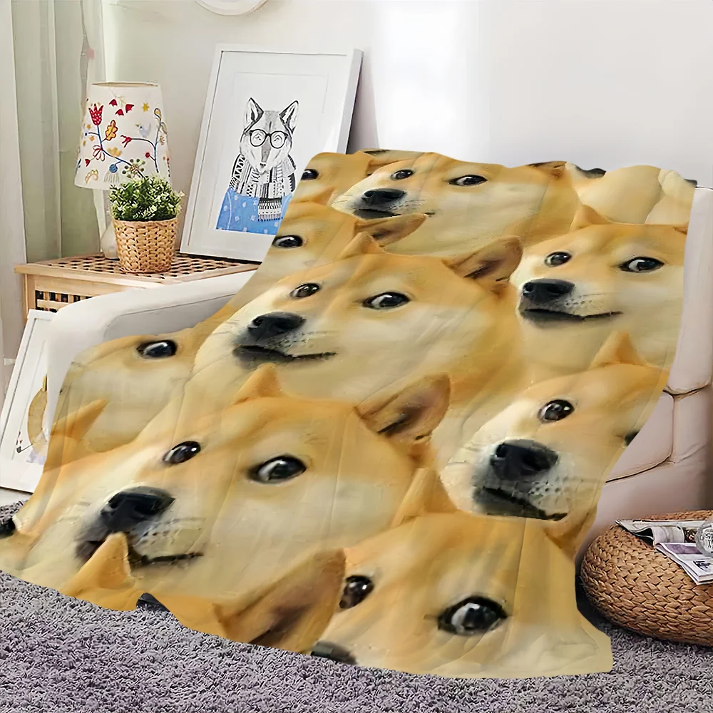 مضحك Cheems دوجي بطانية الفانيلا الدافئة الراحة لينة بطانية قطيفة ل أريكة غرفة المعيشة مكتب غرفة نوم السفر هدية #3