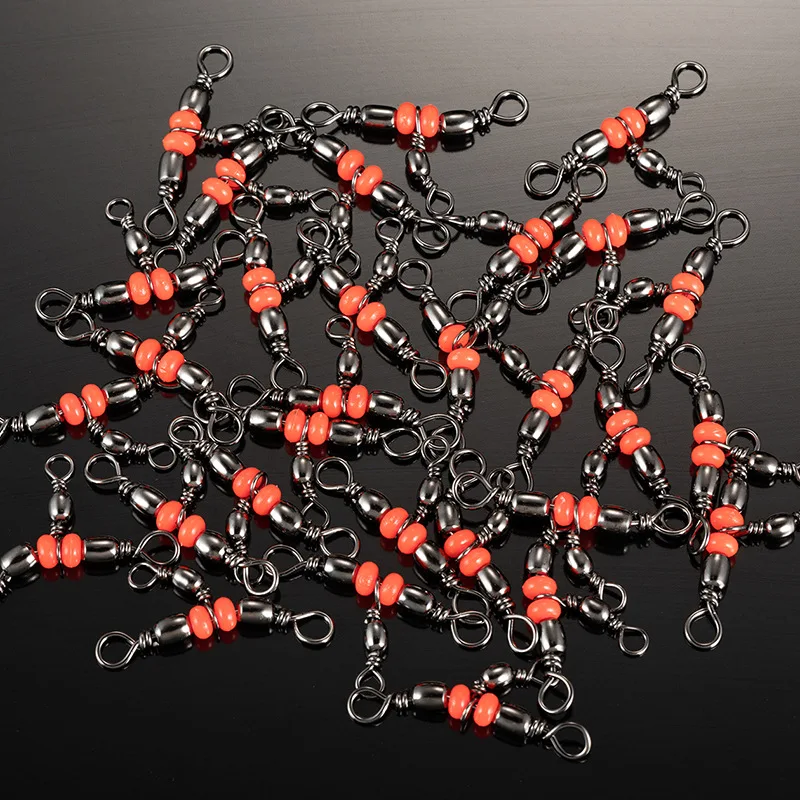 10 stks Vissen Connector Drieweg Barrel Swivel Snap Ring Met Kralen Voor Vishaak Lokken Lijn Vissen Accessoires