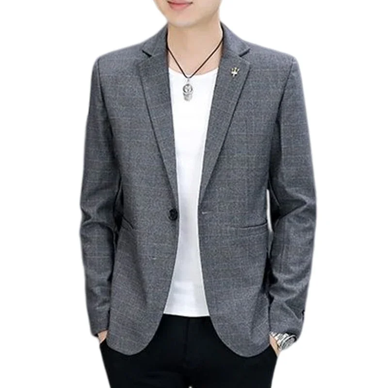 

High Quality Men's Plaid British Style High-end Simple and Elegant Fashion Business Leisure Shopping Gentleman Slim Suit Jacket