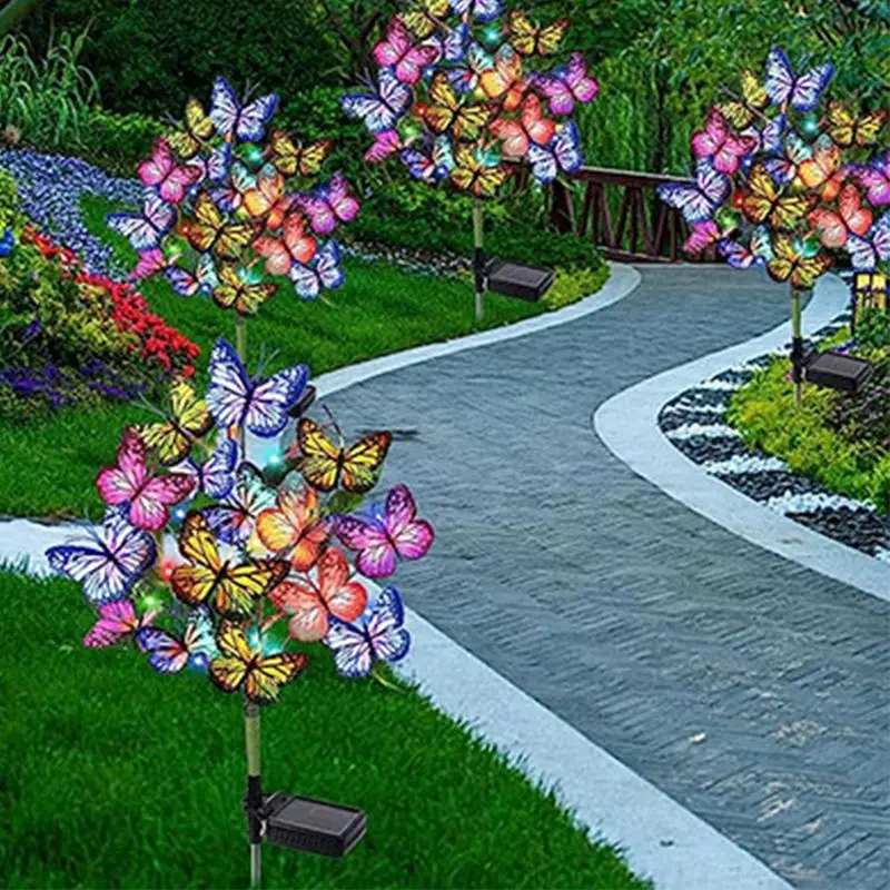 Swaying Butterfly Solar Lights Outdoor Solar Garden Lights Outdoor High Flexibility Iron Wire Solar Butterfly Garden Stake