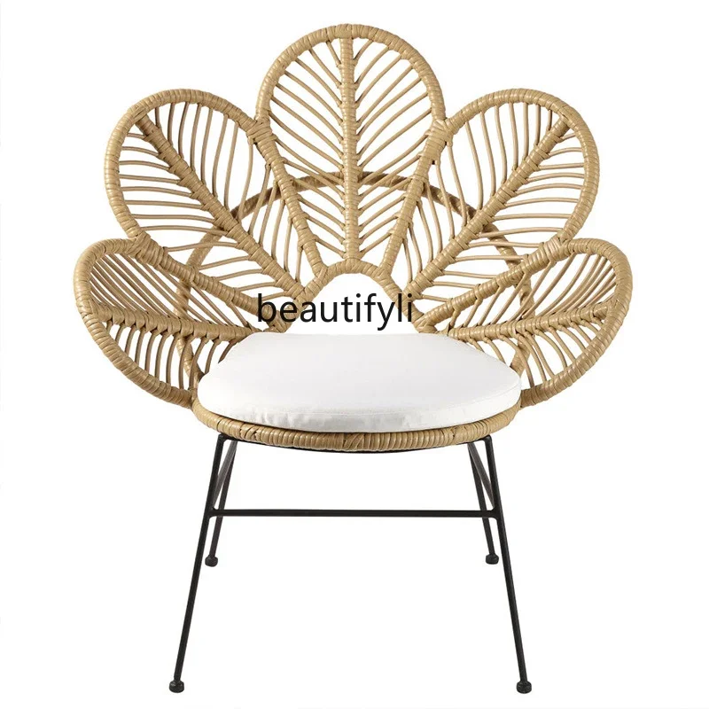 

Rattan Flower Chair Villa Patio Chairs Resort Rest Area Artistic Chair Outdoor Waterproof