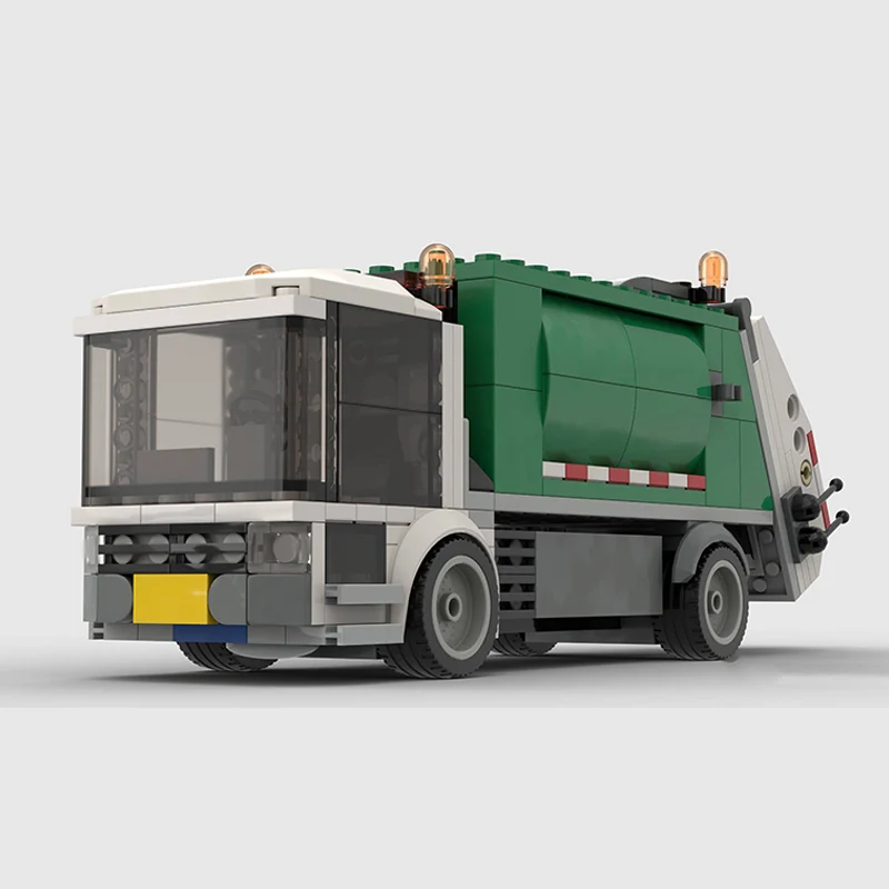 City Car Model MOC Building Bricks Green Garbage Truck Modular Technology Children Holiday Gifts Assemble Toys Suit