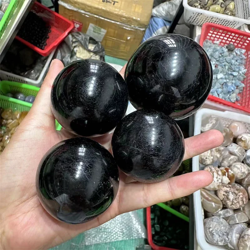 

Black Tourmaline Sphere Natural Stone Polished Quartz Mineral Crystal Healing Gemstone Ball Craft Reiki Home Decoration