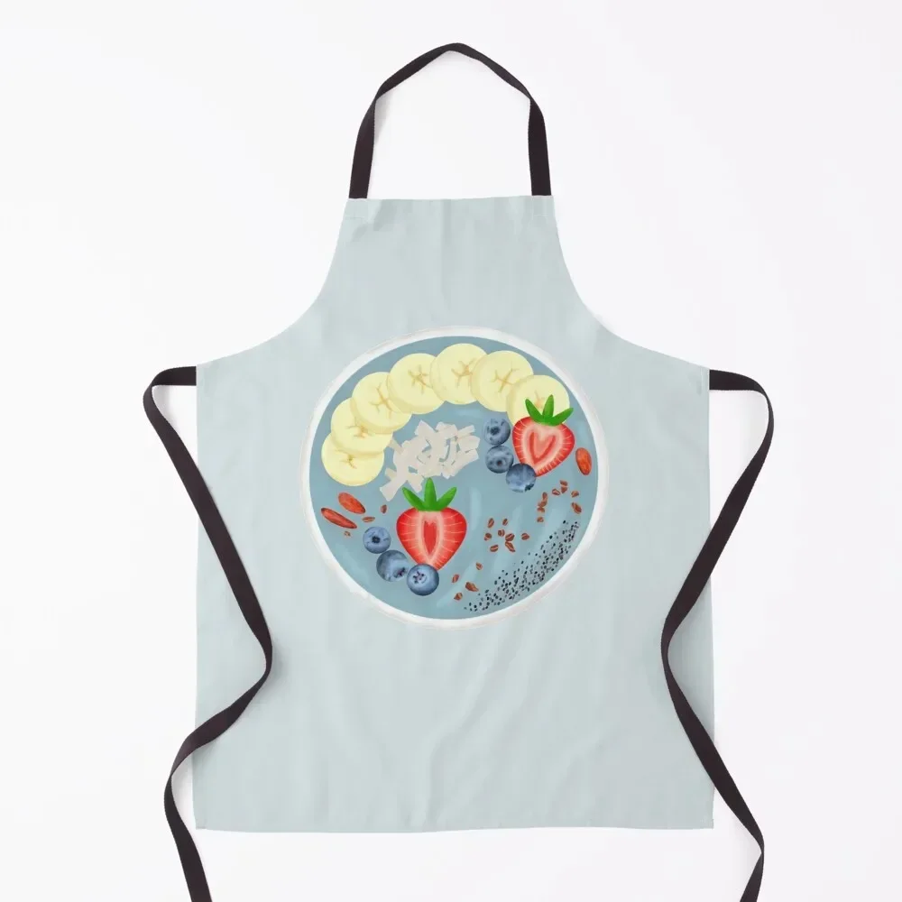 Blue Smoothie Spirulina with Fruit Bowl Apron cleanings For Men Children'S men's barbecue Apron