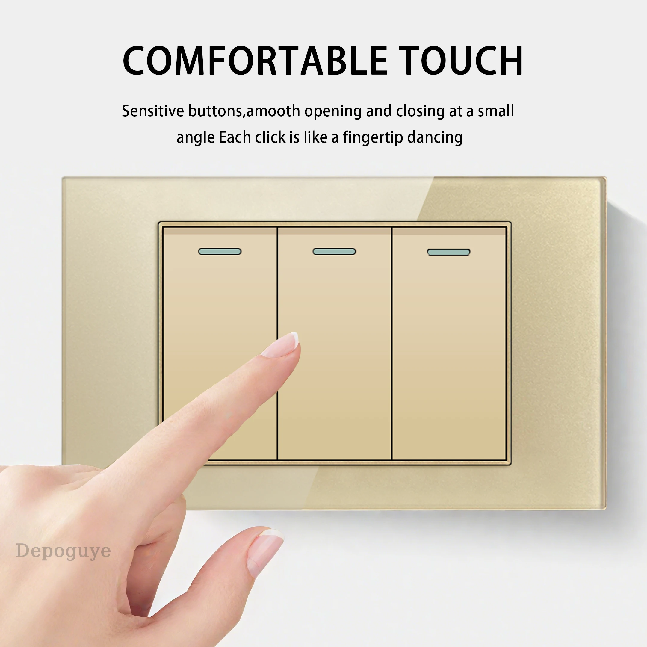 118 Type US Mexico 1/2/3/4/Gang 2/3Way Wall Light Switch Brazil Tempered Glass Panel ON OFF Push Button Power Rocker Switch