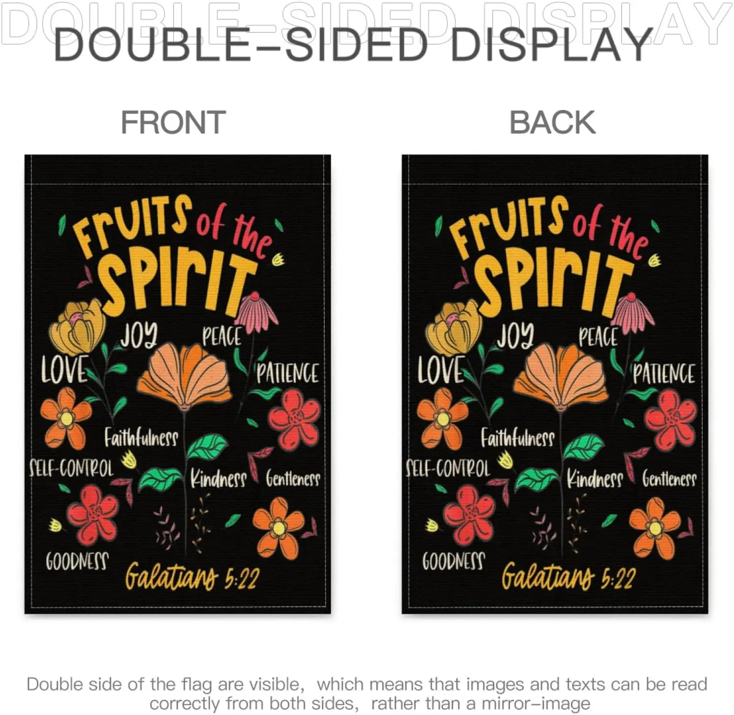 Fruit of the Spirit Daisy Floral Christian Bible Prayer Garden Flag,12x18 Inch Perfect for Brightening Up Your Outdoor Area  IIC