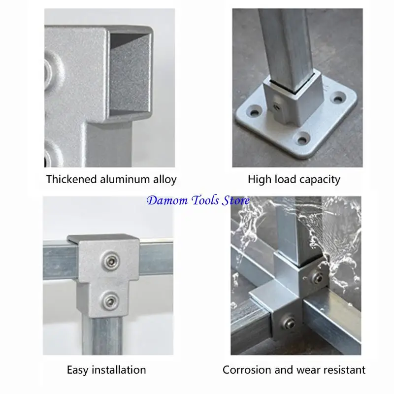 57BE 30X30mm Square Tube Connector Connection Fastener Aluminum Alloy 3 Way Elbow Pipe Fitting Connector Accessories