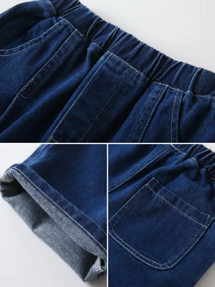 Adorable Baby Boys Shorts Summer Casual Denim Short Pants for Toddler Girls Pockets Design Clothing Children Jeans Pants 2-6Year