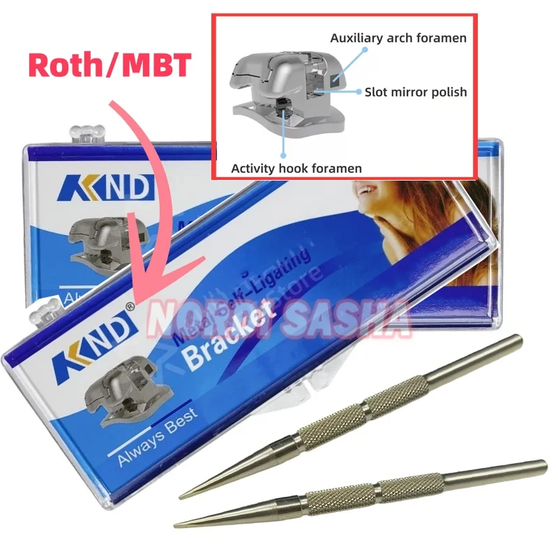 28 Piezas/Caja KND Damon Q System, Brackets Metálicos Autoligables para Ortodoncia, Brackets Metálicos Dentales con Torque Estándar ROTH MBT