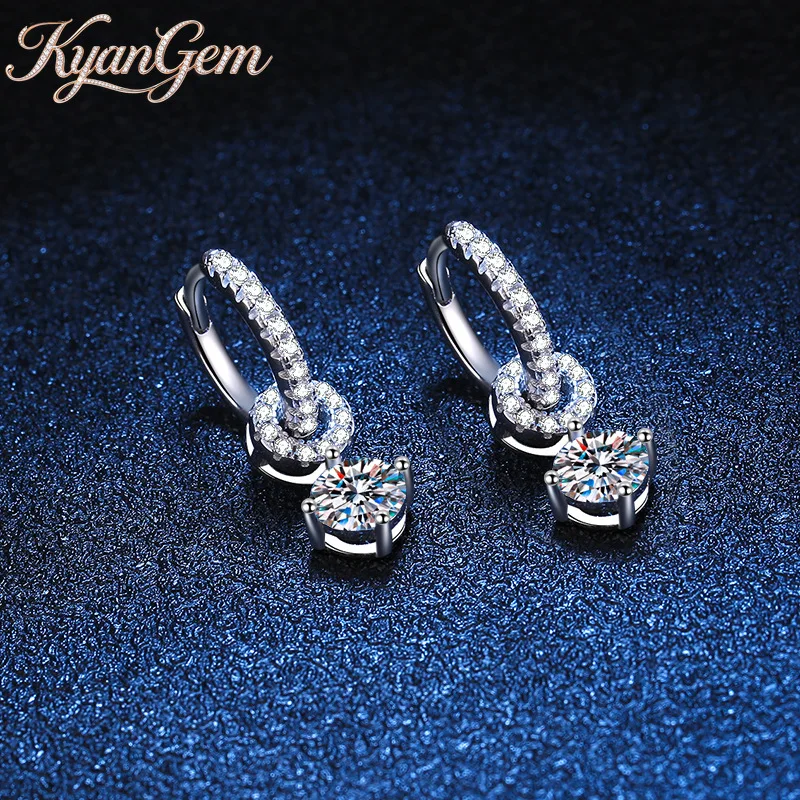 KyanGem 18K Gold Diamond Earrings Double Wear Earrings Moissanite Earrings PT950 Platinum Full Diamond 50 Points