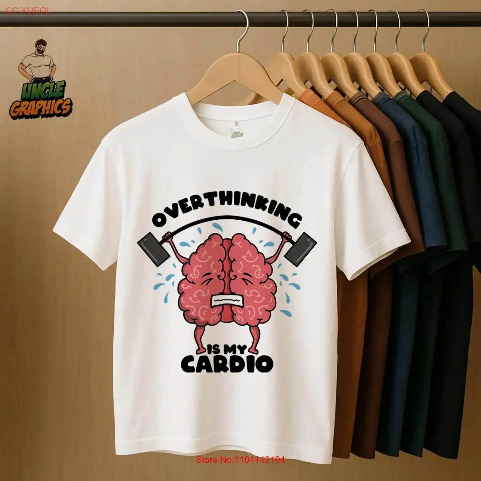Funny Brain Gym Softstyle T Shirt Overthinking Is My Cardio Satirical Design Workout Humor Mental Health vintage Washed Unisex