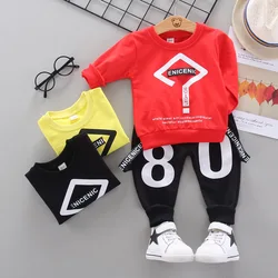 Autumn Baby Boys Cotton Hooded Clothing Set Kids Letter Coat Pants Suit For Sports Tracksuits Toddler Children Casual Outfit