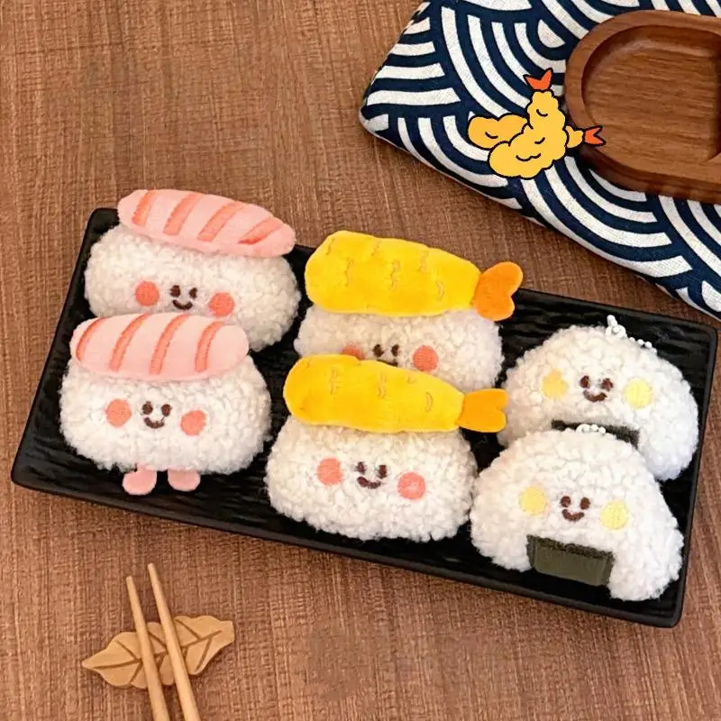 Cute Plush Sushi Keychain Delicious Food Hanging Ornament Backpack Pendant Creative Doll Keyring Gift Food Themed Backpack Decor