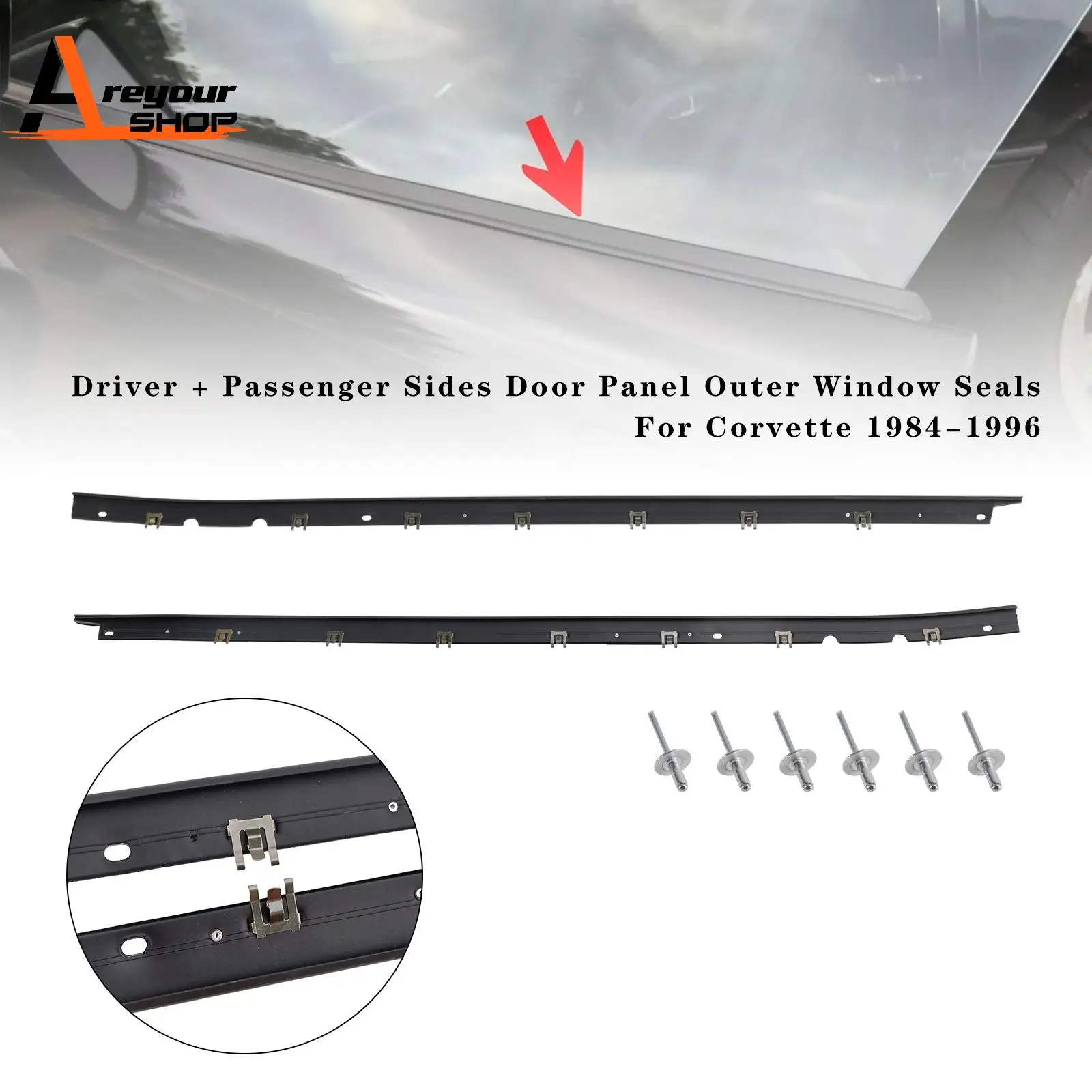 

Уплотнения внешнего окна дверной панели водителя + пассажира для Corvette 1984-1996 гг.