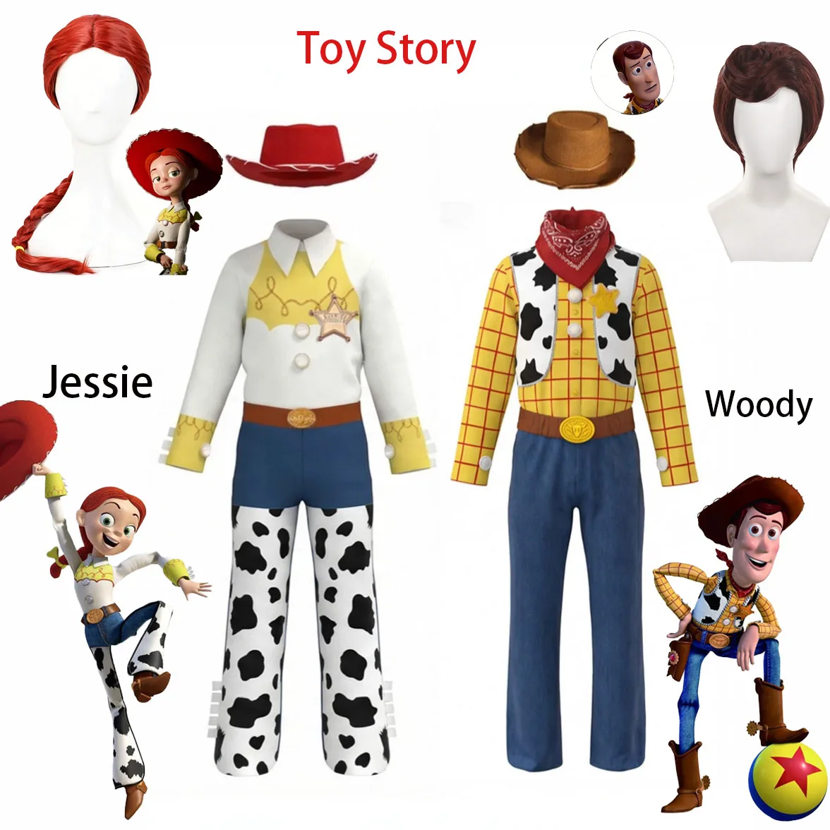 

Cowboy Themed Cosplay Outfit Plaid Shirt Cow Print Pants Hat Wig Set Halloween Carnival Stage Performance Costume