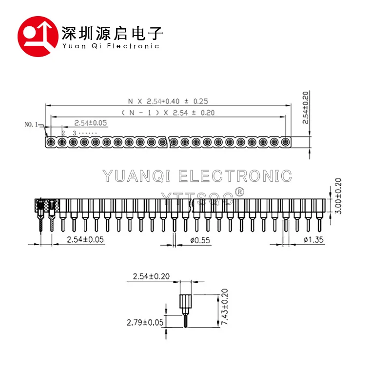 5PCS Gold Plated 1X40 PIN Single Row ROUND FEMALE HEADER 2.54MM PITCH Strip Connector Socket 40p 40PIN 40 PIN FOR Arduino