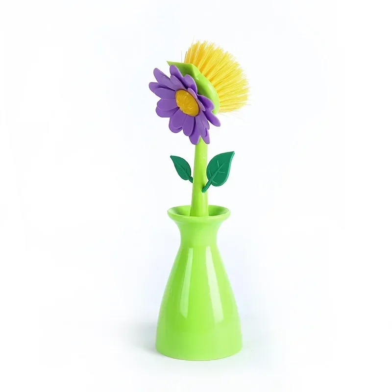 Vase Shape Flower Long Handle Wash Pot Brush Kitchen Dish Sink Hearth Cleaning Tool Bathroom Removable Shape Brush Washing Tools