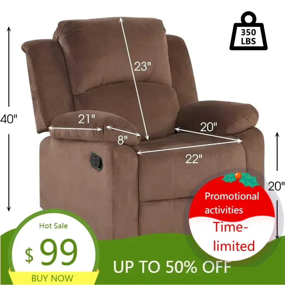 

Кресло-реклайнер с ручной регулировкой, мягкое тканевое кресло-реклайнер с усиленной обивкой, одноместное кресло-софа для гостиной и спальни, прочное и безопасное в использовании.