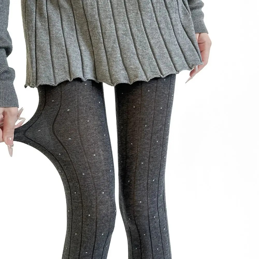Essential Polka Dot Pattern Pantyhose Ribbed Texture Cotton Material Thigh High Stockings Comfortable Fashion Tights