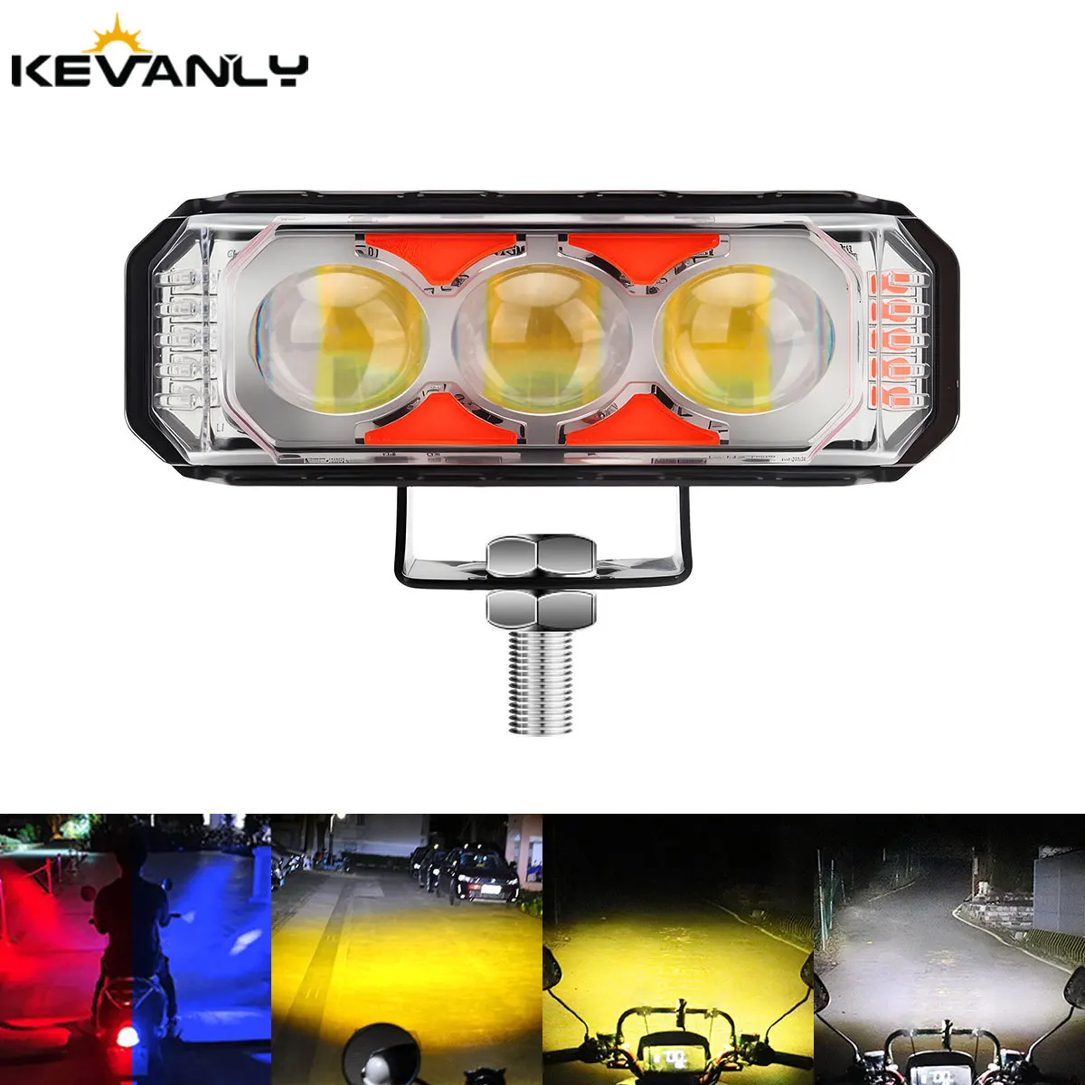 3Lens 4Lens Motorcycle LED Laser Spotlights White Yellow Flashing Warning Light High Low Beam DRL Driving Light Super Bright