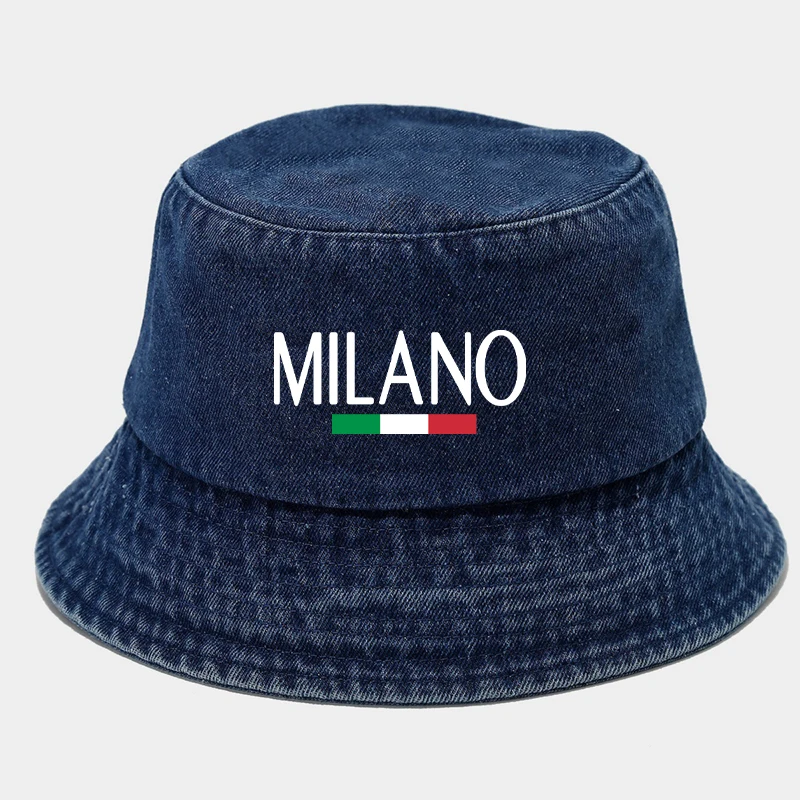 Denim Bucket Hat Milano Print Unisex Adult Daily Fisherman Caps Women Men Outdoor Sports Travel Bob Homme Femme Panama