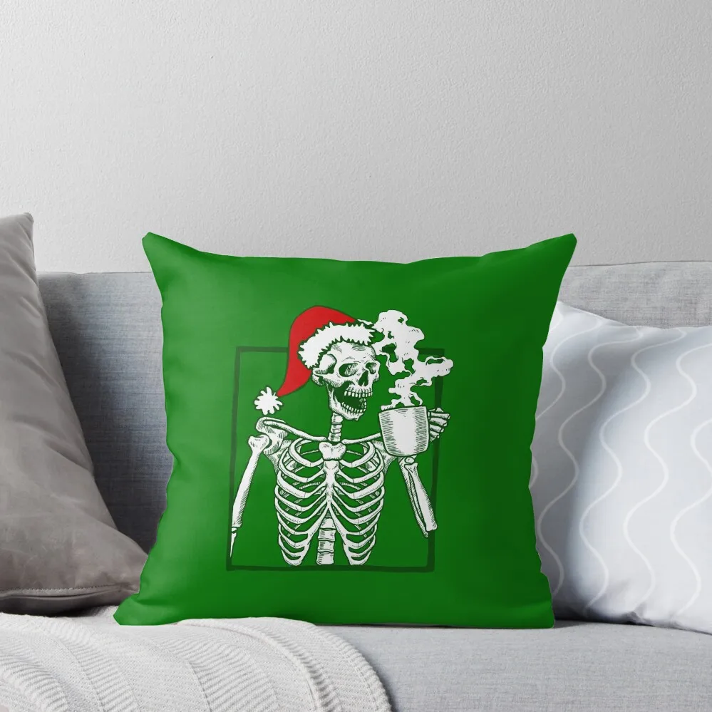 

nightmare christmas skeleton drinking coffee skull santa claus Throw Pillow Covers For Sofas home decor items pillow