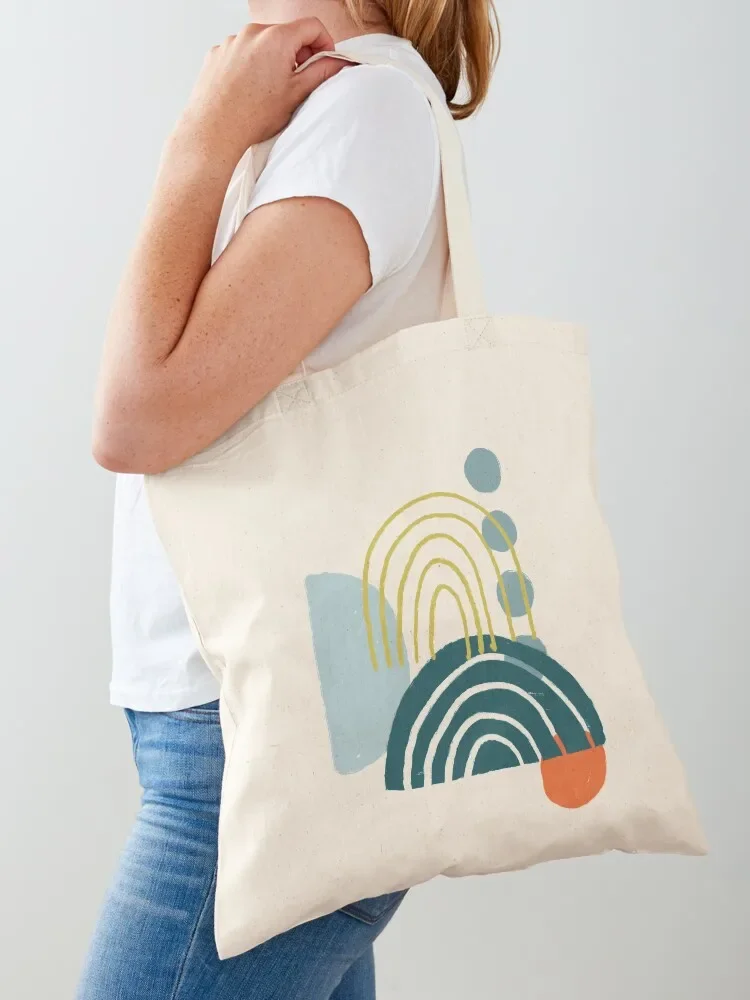 Abstract Rainbow on Blue Tote Bag large size bags eco pack Canvas tote bag screen Tote Bag