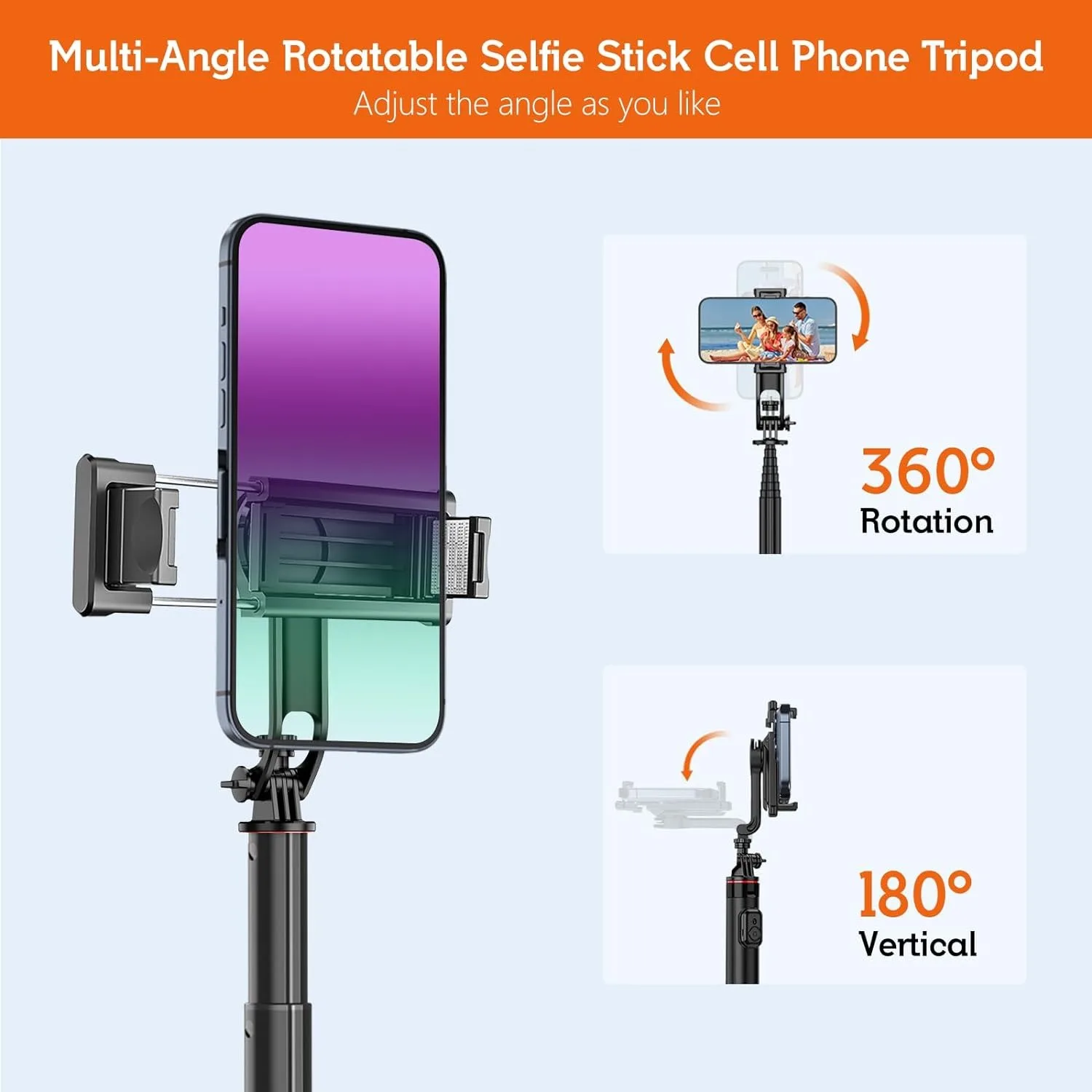 130cm Selfie Stick Tripod, Smartphone Tripod Stand with Wireless Remote Control Portable Retractable Cell Phone Tripod