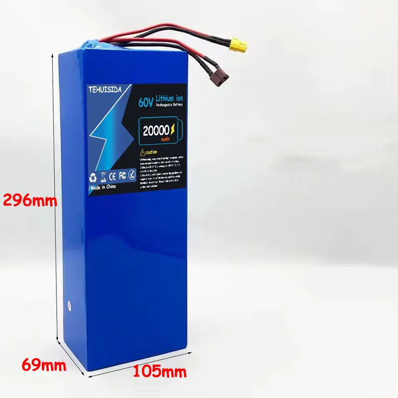 High Power 60V 20000mAh 16S5P Lithium-ion Battery, Suitable for Motorcycle, Scooter, Bicycle Engines, Replace XT60+T Plug