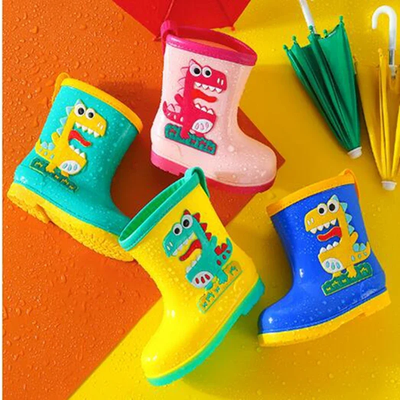 

Kids Boys Rain Boots Girls Toddler Waterproof Shoes Removable Plush Lightweight Spring Autumn Winter Warm Children Water Shoes