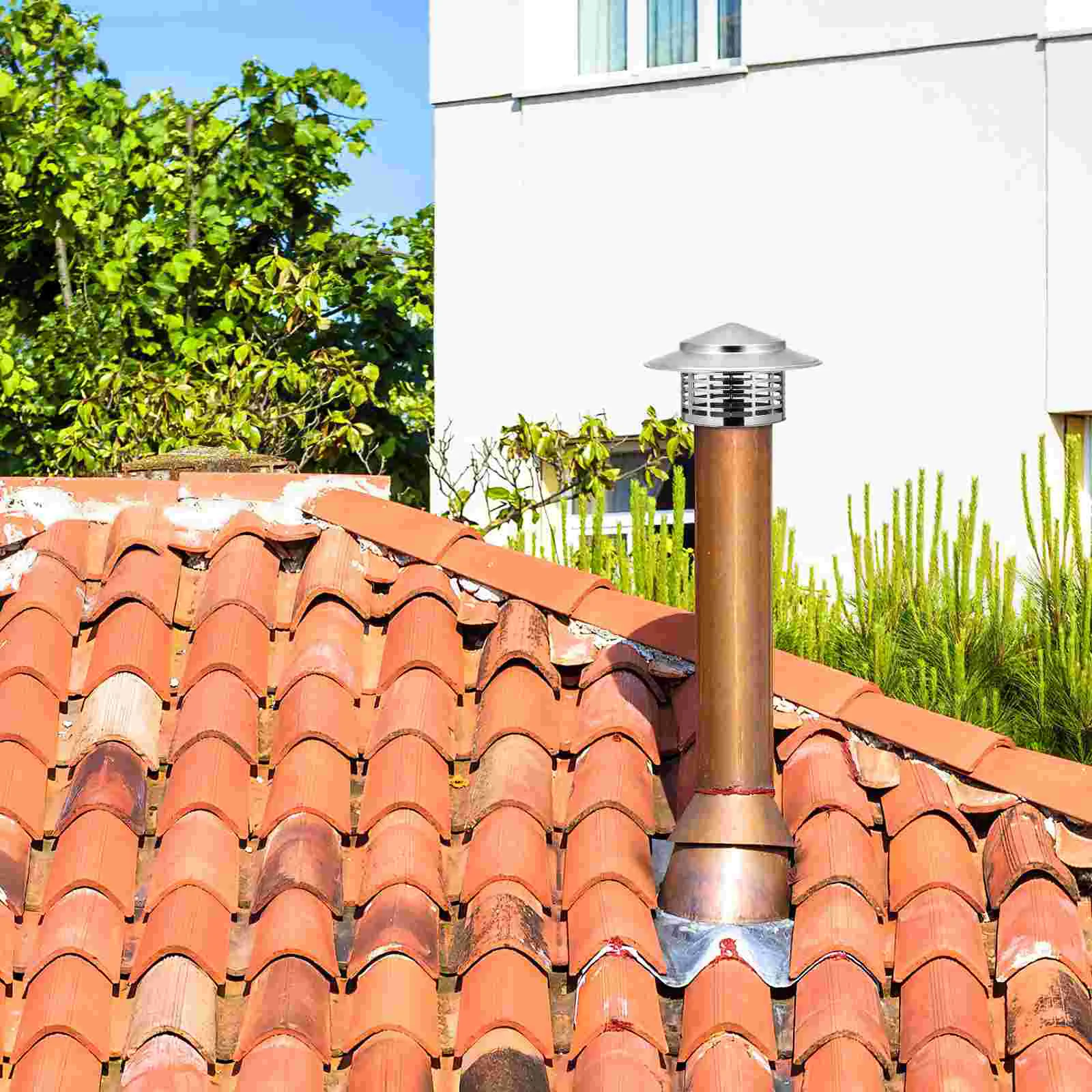 Smoke Exhaust Pipe Rain Cap Chimney Cover Caps for outside Liner Flue Chase Outdoor Fireplace