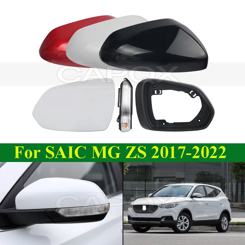 CAPQX For SAIC MG ZS MGZS 2017-2022 Car Rearview Mirror Cover Lens Side Mirror Lid Shell Housing Mirror Frame Glass Turn Light