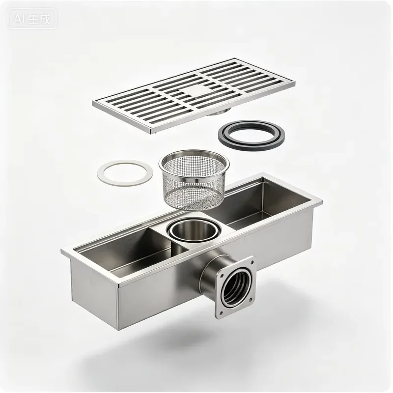 Custom Stainless Steel Floor Drain for Food Factory Sanitary Hygiene Easy Clean Industrial Waste Water Channel Grate Cover