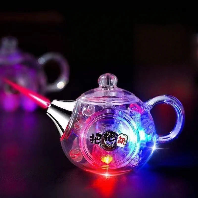 

Windproof Rotatable Transparent Sparkling Inflatable Lighter Mini Teapot Direct Spray Red Flame Butane Gas Outdoor Lighter