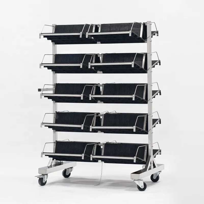 

High Quality Stainless Steel AntistaticReel Storage Trolley Cart With Hanging Racks