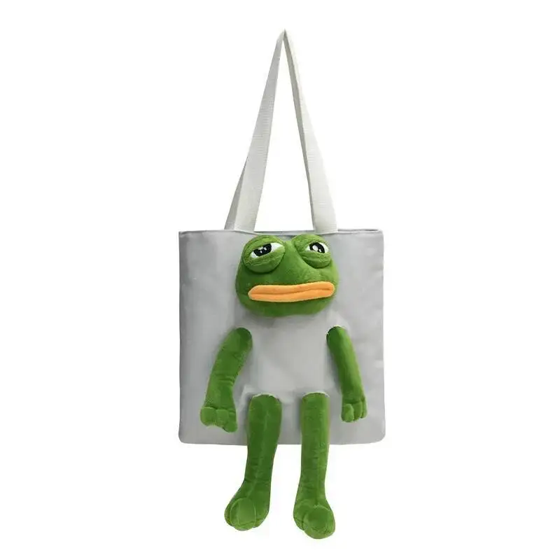 Sad Frog Japanese And Korean Cartoon Art Personality Canvas Bag Cute Plush Doll Portable Messenger Bag Girls Handbag