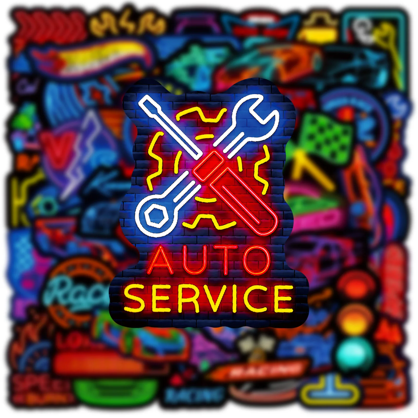 10/30/50PCS Del Fumetto Colorato Neon Effetto Auto Da Corsa Adesivo FAI DA TE Telefono Laptop Bagagli Skateboard Graffiti Decalcomanie Divertimento per Il Capretto