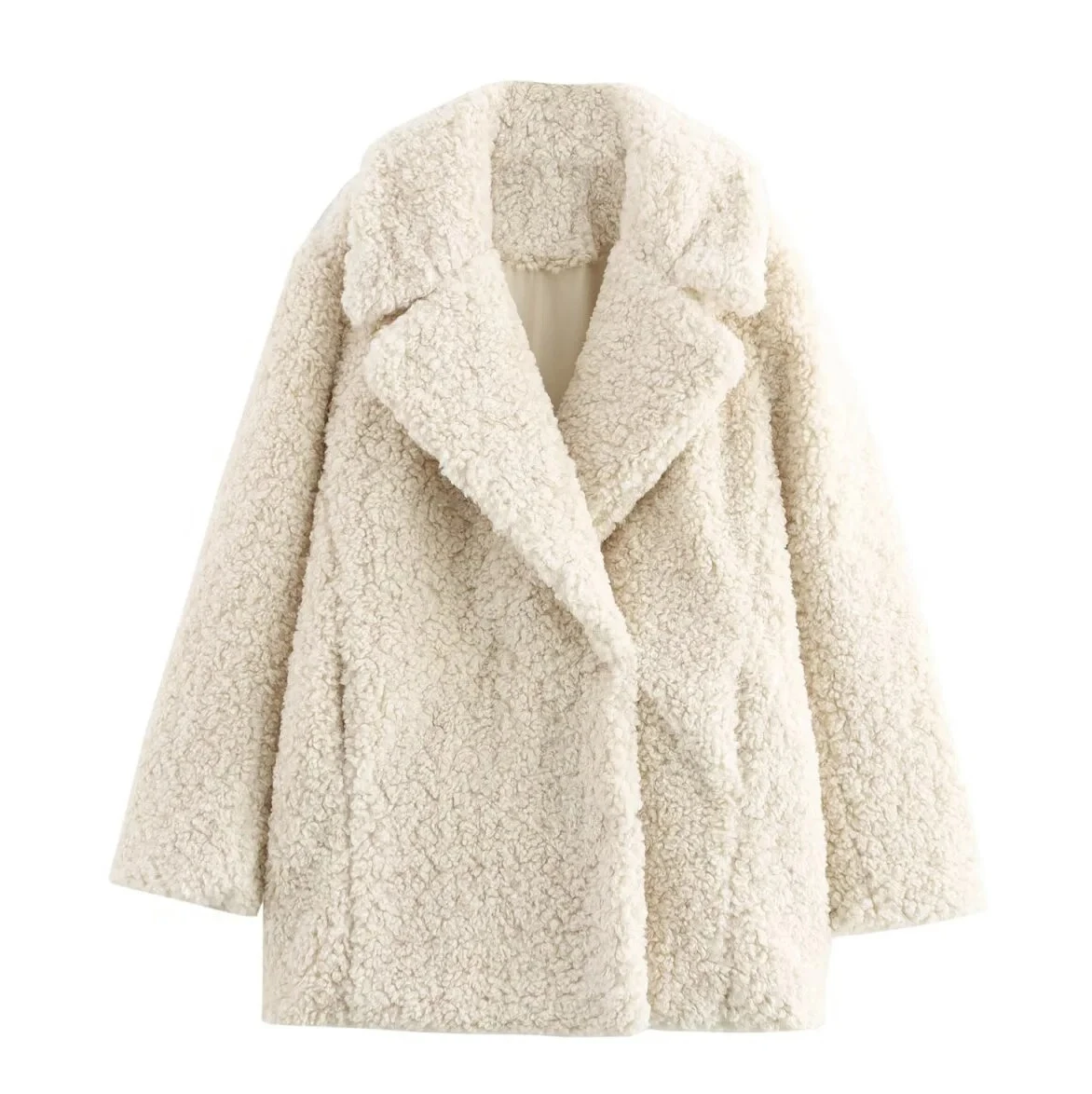 Herbst Neue frauen Casual Modische Einfache Vielseitig Lose Revers Langarm Stilvolle Faux Pelz Effekt Mantel