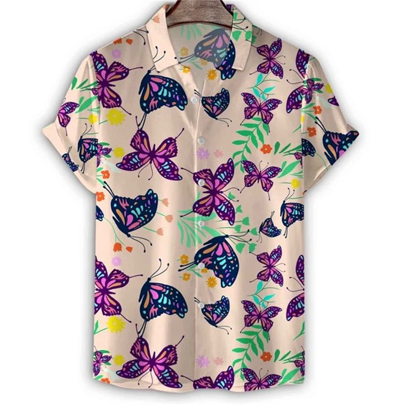 

Vintage Floral Graphic Hawaii Shirts Flower 3d Print Shirts Men Fashion Oversized Blouse Men's Lapel Shirt Beach Men's Clothing